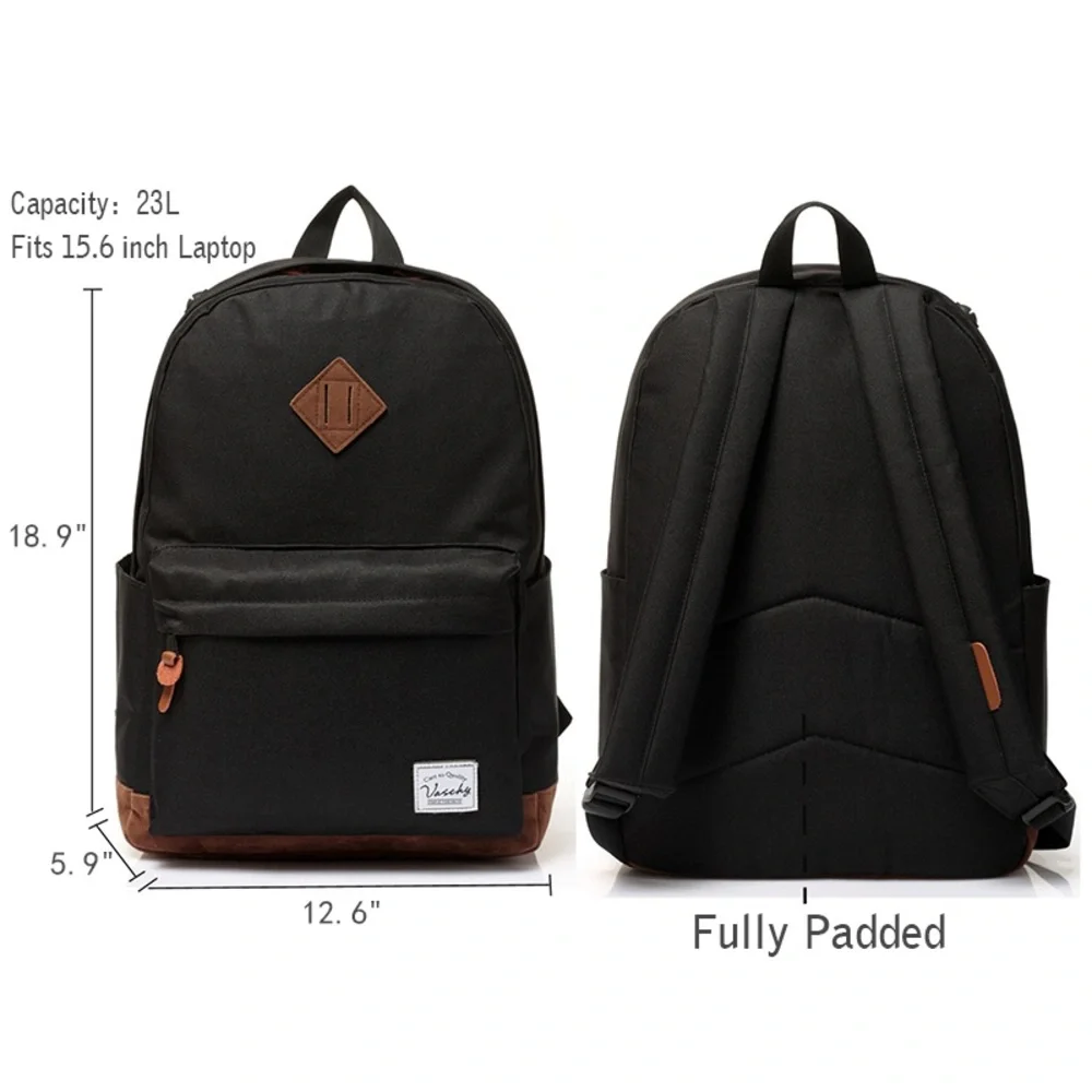 VASCHY Classic Water-Resistant Lightweight Travel School unisex Backpack
